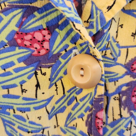 Flax By Jeanne Engelhart Hawaian Print Button Down Shirt Women M Tropical Resort - Picture 7 of 12